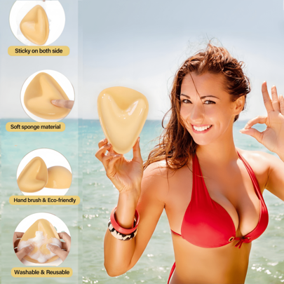 1 Pair Sticky Push Up Bra - Double Sided Adhesive Waterproof Bra Pads, Enhancers Pads Reusable Padded Ultra Instant Lift Inserts For Sports Bra Swimsuit, Beach Essentials, Beach Accessories, Pool Float