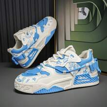 Street Skateboarding Shoes Suitable For Outdoor Activities, Non-Slip And Durable Casual Lace-Up Sneakers, Versatile And Fashionable Thick-Soled Breathable Running Shoes. - 藍色 - 查看 5