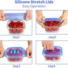 6 Packs FlexiSeal Silicone Bowl Covers, Elastic Food Storage Lids, Reusable, Dishwasher & Microwave Friendly, Kitchen Organizer Accessories