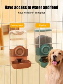 New Hanging Style Automatic Small Pet Feeder & Water Dispenser, 1L Gravity Pet Feeder And Water Bowl Set, Suitable For Rabbits, Puppies, Cats, Ferrets, Detachable Design, Fully Washable, Hanging Cage Design, Can Be Used Inside And Outside The Cage