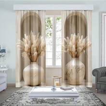 2 Stücke Dekorative Vorhänge im Boho-Stil mit Stangen-Tasche Design - Einfach aufzuhängen, halbtransparenter Polyester, maschinenwaschbar - ideal für Wohnzimmer, Schlafzimmer, Büro, Küche, Café - verleiht jedem Raum einen festlichen Charme, Schlafzimmervorhänge|Boho-Stil Vorhänge|Polyestervorhänge, Wohnzimmervorhänge - Verschiedenfarbig - Übersicht 1