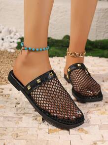 2025 Najnowsze klasyczne europejskie i amerykańskie płaskie buty z odkrytymi palcami dla kobiet