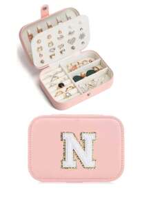 1 件装奢华仿皮双层珠宝收纳盒，带安全锁 - 柔软内衬便携式耳环、项链、戒指盒 - 适合家庭或办公室的现代桌面展示、珠宝盒