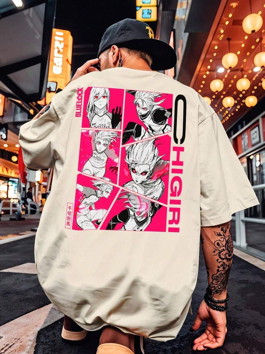 Shirt T-Shirt Streetwear Blue Lock Hyoma Chigiri Anime Player Speed Dribbling Football 7137 - 卡其色 - 查看 1