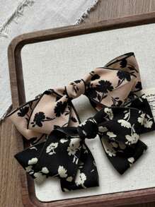2 件装布艺蝴蝶结发夹，弹簧夹款式，波西米亚风设计，枕骨发饰，适合全年日常休闲佩戴 - 彩色 - 查看 9