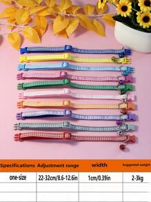 Collar ajustable con cuadros y campanilla para gatos, collar para mascotas estilo cuadros a la inglesa