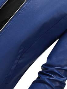 男士休闲复古机车皮夹克，春秋季，羊毛