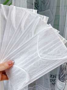10pcs Disposable Lace Face Mask, 4-Ply High-Grade Breathable Sun Protection Dust-Proof Mask