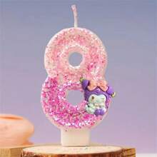Sanrio 1 Stück Sanrio Comic Hello Kitty Geburtstagkerze, katzenförmige Zahlenkerze, Rosa, mädchenhafte Kuchendekoration Kerze, bezaubernde und süße herzförmige romantische Dinner Kerze, Valentinstag Kuchendekoration, Hochzeit