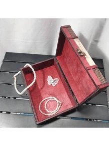 1 件复古珠宝盒，质朴的木制盒子，装饰性保存器，适合存放个人珠宝、小配件和纪念品，多用途收纳盒旅行收纳整理器