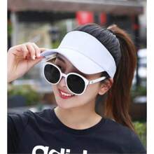 Solid Color Sports Sun Hat, Adjustable Brimless Baseball Cap For Outdoor Golf, Tennis, Running, Women UV Protection Sun Visor Hat, Summer White Breathable Adjustable Cap For Beach, Golf, Tennis