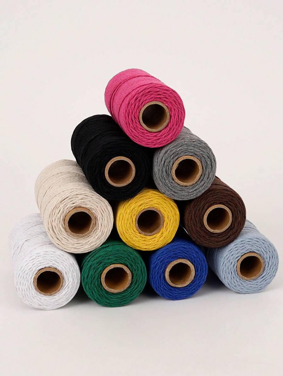 Sznurek do makramy 2 mm x 100 m, Kolorowa lina skręcana, Lina bawełniana, Przędza makramy do zawieszek ściennych, Wieszaki na rośliny, Rękodzieło, Projekty dekoracyjne DIY