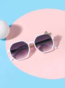 1 件 4-8 岁女孩多边形蝴蝶结配饰时尚黑色眼镜适合节日礼物、派对和日常佩戴 - 彩色 - 查看 6