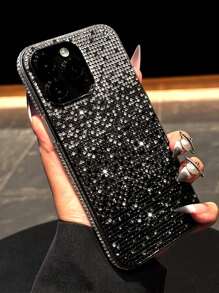 Luxury Sparkling Diamond Sequin Rhinestone Decor Phone Case Compatible With IPhone 16 15 14 13 12 11 X XR SE 8 7 Plus Pro Max Mini Series High-End Protective Cover For Women Waterproof Shockproof Anti-Fall Scratch Resistant Spring Birthday Gift - Black - View 28
