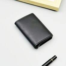 1pc Fashion Business Men's Wallet, Carbon Fiber Card Box, Automatic Pop-Up Aluminum Alloy RFID Card Holder, PU Leather Anti-Theft Anti-Magnetic Card Wallet