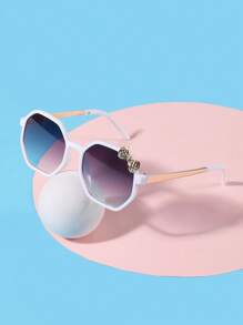 1 件 4-8 岁女孩多边形蝴蝶结配饰时尚黑色眼镜适合节日礼物、派对和日常佩戴 - 彩色 - 查看 11