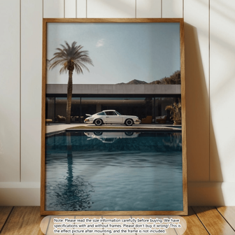 1 件复古汽车和棕榈树风景帆布印刷品 - 墙壁艺术装饰，经典，现代风格海报，适用于卧室、办公室、客厅、教室装饰 - 室内肖像蜡画艺术品，适用于家庭办公室装饰，理想的礼物，带或不带框架的礼物，生日毕业