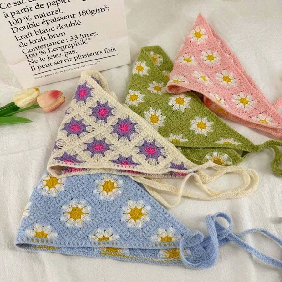 Blume Muster Boho Stil Kopftuch, geeignet für Urlaubsmode, Haaraccessoires Kopfband Herbst Winter Stirnbänder für Frauen Haarband