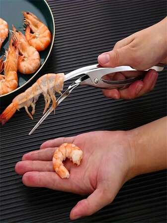 1pc Stainless Steel Shrimp Deveiner Tool - Ergonomic Handle, Efficient Seafood Preparation, Easy To Peel And Clean, Kitchen Gadget