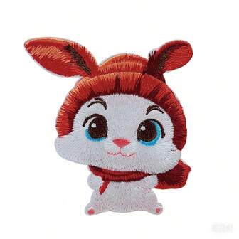 1 pieza Parche bordado de gran tamaño, conejo lindo, parche con respaldo adhesivo, parche de dibujos animados para niños, adecuado para ropa, sombreros, chaquetas, decoración DIY