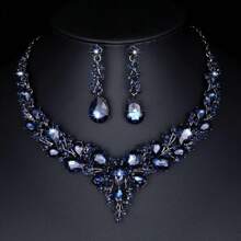 2pcs Necklace & Earring Set, Exaggerated Bridal Wedding Dress, Party, Banquet Accessories, Premium Matching Jewelry Set