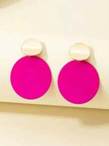 1 Pair Fashionable Sweet Geometric Circular Enamel Alloy Earrings, Cute Elegant Versatile Jewelry For Women Daily Wear, Summer