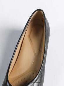 Square Toe Comfortable Thick-Heeled Soft-Sole Work Shoes - Black - View 4