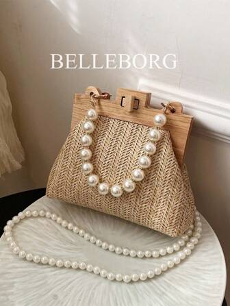 女士新款时尚条纹帆布斜挎包，撞色搭配可调节肩带，贝壳包简洁百搭，优雅时尚的单肩包适合外出约会、购物、通勤和工作。