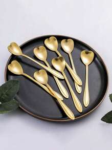 Conjunto de 5 piezas de cucharas de café de lujo, cucharas de té con forma de corazón y cucharas para helado, perfectas para postres, la cocina y como regalo de Navidad