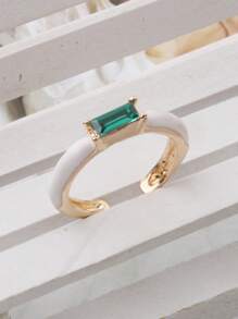 1 Open-Ended Ring Bohemian Candy Color Drip Oil Rectangle Glass Stackable Ring For Women - Statement Jewelry Gift - Geometry - View 19