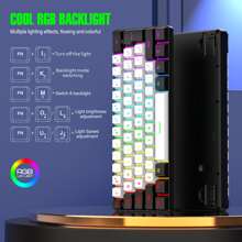 1pc 61-Key Wired White/Black Keyboard RGB Backlight, Gaming & Office Set, Suitable For Home, Office, And Game
