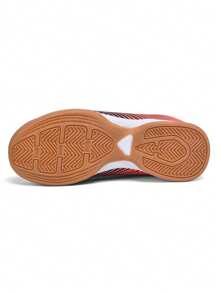 1 双儿童男孩和女孩同款高品质时尚校园室内防滑耐磨舒适儿童足球运动鞋综合训练运动鞋 - 橘色 - 查看 7