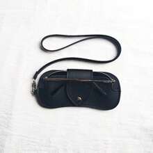 1 Stück weiches Ledersonnenbrillen Etui, schmale Brillen-Tasche, Brillenhalter, Brillen-Organizer zum Umhängen mit Anti-Druck-Schutzbox, Reiseetui für Brillen für Frauen und Männer