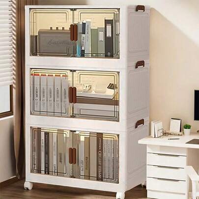 5layer Extra Large Storage Cabinet, Multi-Tier Foldable Storage Box With Doors, Stackable Storage Containers For Shoes Sundries Books Clothes, House