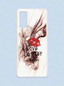 Lipmark & Smoke Pattern White Cellphone Case, "Love Letter" Romantic & Personalized Slogan Phone Case, Compatible With Iphone & Galaxy, IPhone 11/13/14/15/15 ProMax/16/16 Pro/16 Plus/16 ProMax, Galaxy Phones - Multicolor - View 45