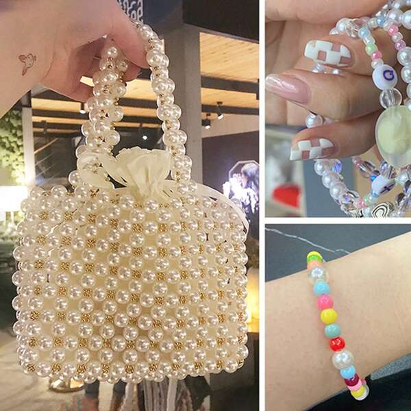 خرز خرز بلاستيك ABS لامع مقلد للؤلؤ بدون ثقوب بأقطار تتراوح من 3-20 ملم، مناسب لصنع الحلي DIY، قلادات، ملابس، حقائب، واكسسوارات