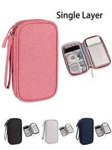 1pc Single-Layer Digital Organizer Bag, Portable Travel Electronics Organizer Pouch For Hard Drive, Power Bank, Headphones, Chargers, Phone Cases, Wireless Earbuds, Bluetooth Earphones, Ideal For Business, Travel, School, College, Office, Back To School Supplies Travel Essentials Travel Accessories Travel Must Haves - Multicolor - View 5