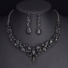 2pcs Necklace & Earring Set, Exaggerated Bridal Wedding Dress, Party, Banquet Accessories, Premium Matching Jewelry Set