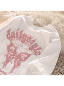 Unisex Gothical Pink Butterfly Aesthetich T-Shirt - Blanco - Ver 2
