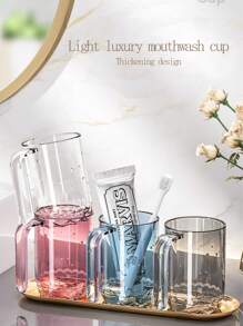 1pc Luxury Scandinavian Style Reusable Unbreakable Bathroom Cup, 300-400ml Mouthwash Cup, Easy Clean Plastic Toothbrush Holder Ideal For Bathroom Home Bathroom Decor Fall Decor