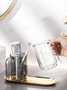 1pc Luxury Scandinavian Style Reusable Unbreakable Bathroom Cup, 300-400ml Mouthwash Cup, Easy Clean Plastic Toothbrush Holder Ideal For Bathroom Home Bathroom Decor Fall Decor