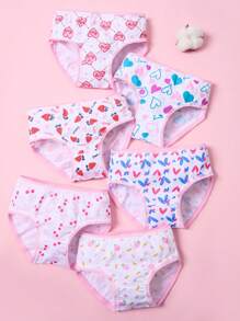 10pcs/Pack Young Girl Panties With Cute Ditsy Floral, Heart Design, Comfortable Briefs & Shorts For Toddlers & Children