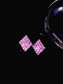 迷人菱形 CZ 水晶耳环耳钉舞蹈俱乐部派对毕业首饰 1 对 - 彩色 - 查看 15