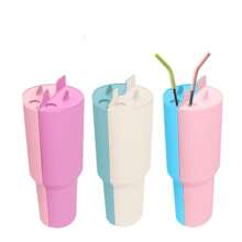 Taza de agua de 40 onzas con revestimiento interior de silicona especial, aislamiento de 2 compartimentos para frutas, separación de caliente y frío, revestimiento interior práctico - Multicolor - Ver 4