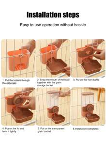 New Hanging Style Automatic Small Pet Feeder & Water Dispenser, 1L Gravity Pet Feeder And Water Bowl Set, Suitable For Rabbits, Puppies, Cats, Ferrets, Detachable Design, Fully Washable, Hanging Cage Design, Can Be Used Inside And Outside The Cage