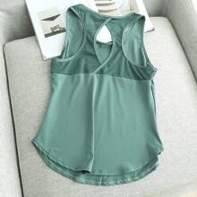 Summer Quick Dry Tank TopSection Mesh Backless Loose Casual Versatile Camisole Yoga Sports T-Shirt Fitness Running Vest