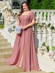 Chiffon Simple Plus Size Sexy Handcraft Pleated Fitted Formal Gown/Dress For Ball, Wedding,Bridesmaid Dress