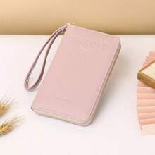 Cartera portapassaporte con bloqueo RFID, cierre con cremallera, correa de muñeca, organizador multifuncional de documentos de viaje, protección de viaje conveniente, elegante estuche para pasaporte | Textura, estuche para pasaporte, accesorios de viaje, artículos esenciales de viaje, bolsa de viaje de vacaciones - Multicolor - Ver 12