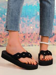 女士凉鞋、女士拖鞋、女士人字拖、女士沙滩鞋、舒适优雅的女鞋、时尚轻便的 EVA 女士编织鞋底拖鞋、防滑沙滩凉鞋、时尚户外和海滨凉鞋、易穿平底鞋、室内外凉鞋，多种颜色可选