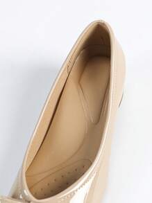 方头舒适粗跟软底工作鞋